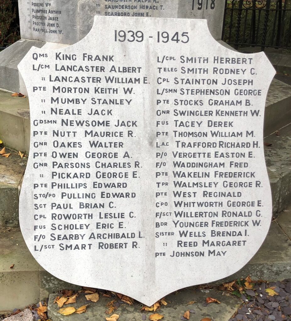 World War II Memorial Shield at Louth